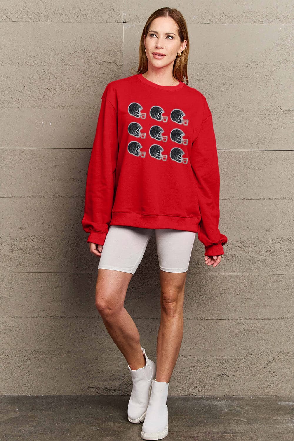 Simply Love Full Size Graphic Round Neck Sweatshirt.