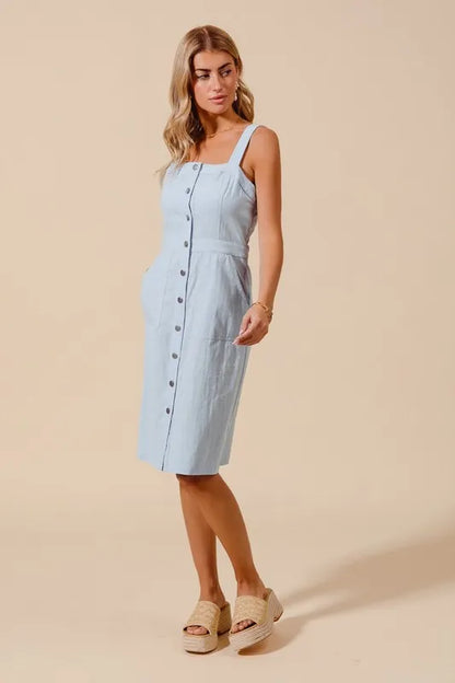 Classic Charm Button-Down Pinafore Dress