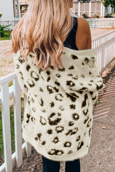 Leopard Open Front Cardigan with Pockets.