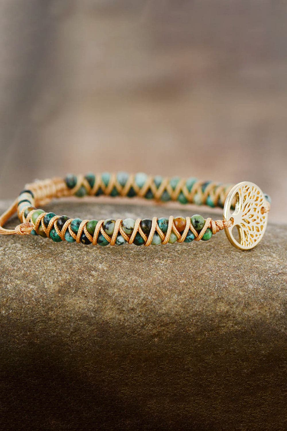 Handmade Tree Shape Beaded Copper Bracelet.