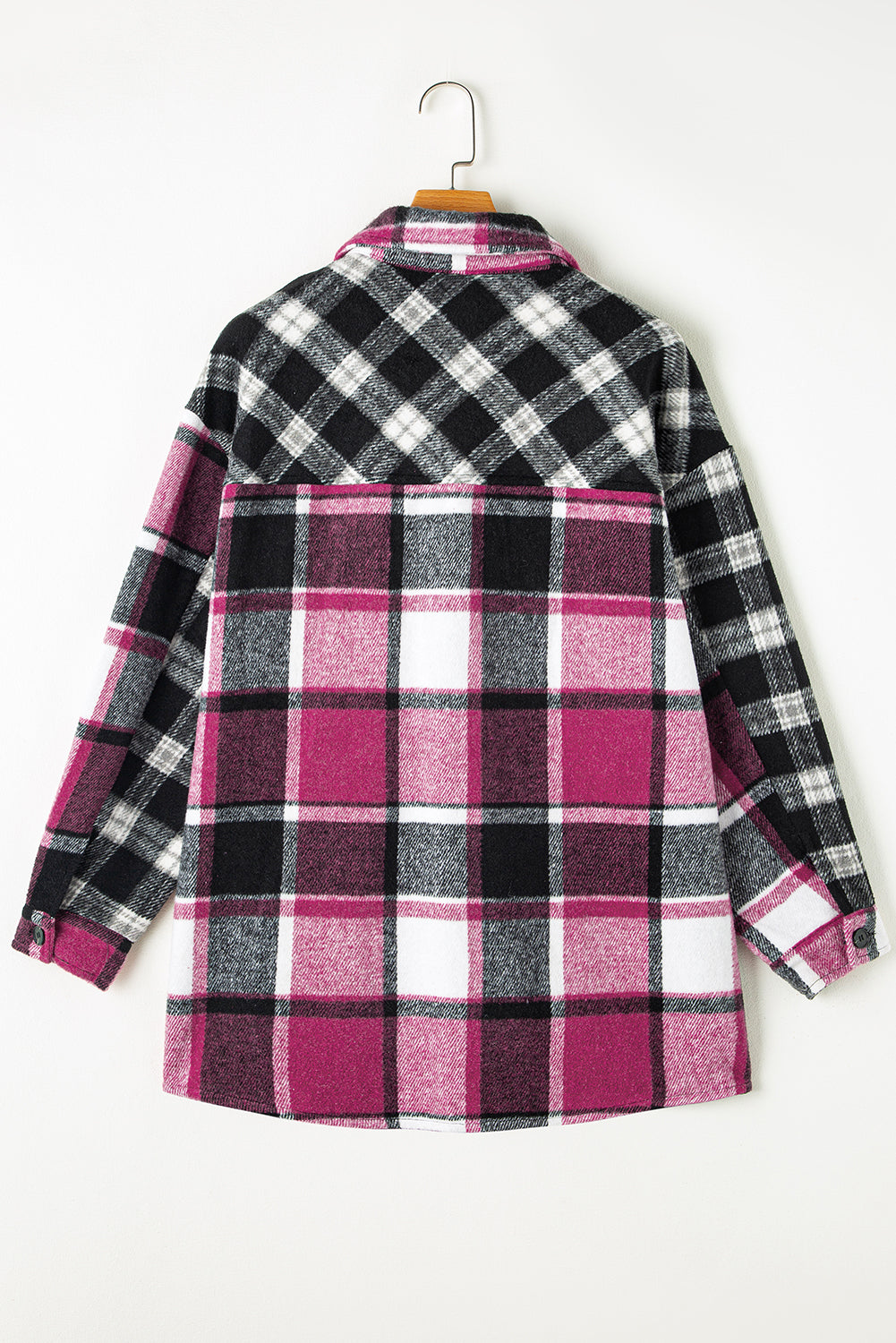 Colorful plaid block shacket with utility pockets