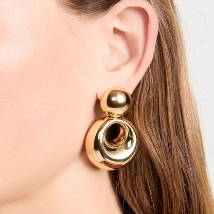 Elegant 18K gold-plated cutout drop earrings