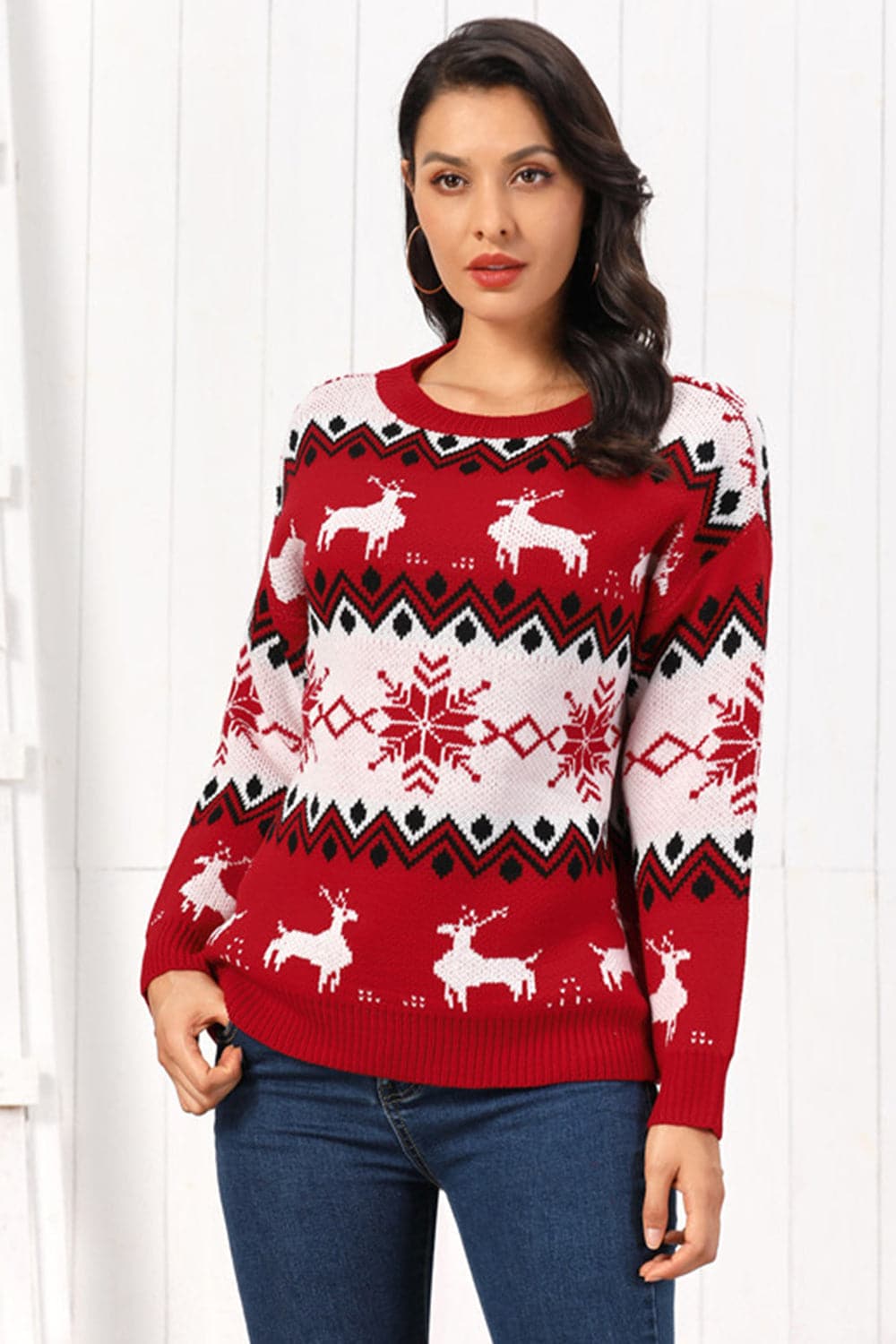 Reindeer Round Neck Sweater.