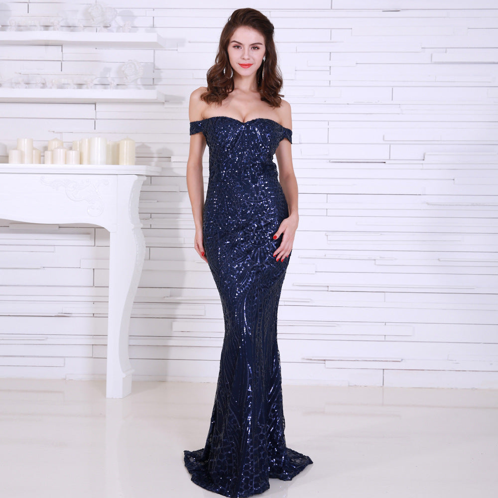 Women Clothing Dress Sexy Sequined Tube Top Mopping Banquet Party Evening Dress Fishtail Dress Prom Formal Gown Bella Mia