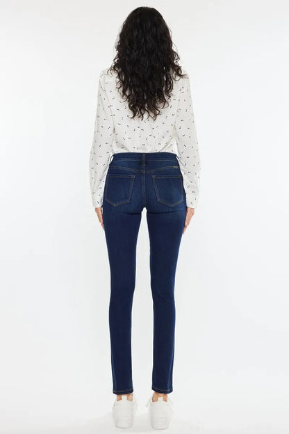 Kancan Mid Rise Super Skinny Jeans with Dark Indigo Wash and Premium Stretch Denim - Love Salve 