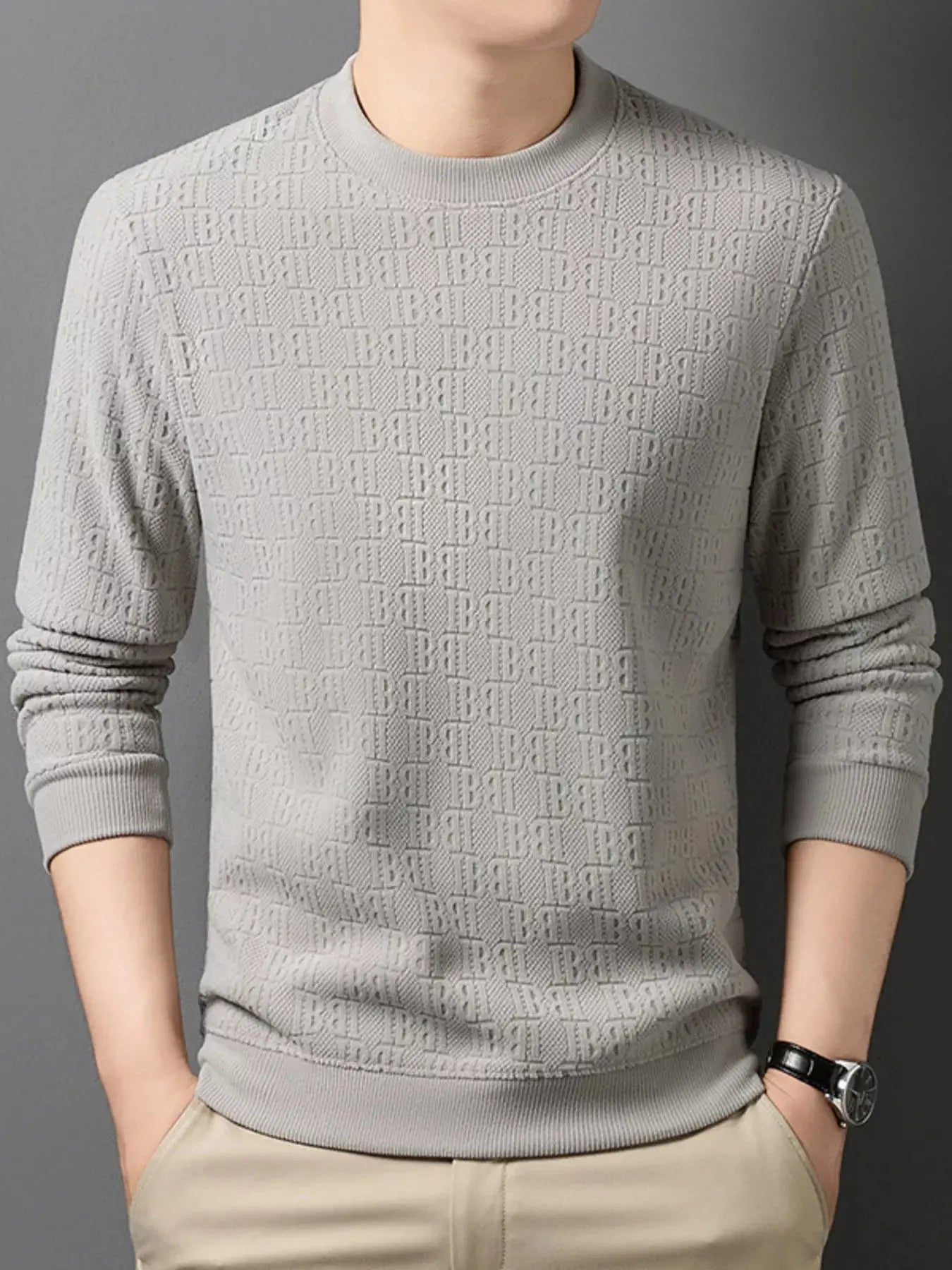 Men's Plus Size Textured Pattern Slim Fit Sweater Simply Love