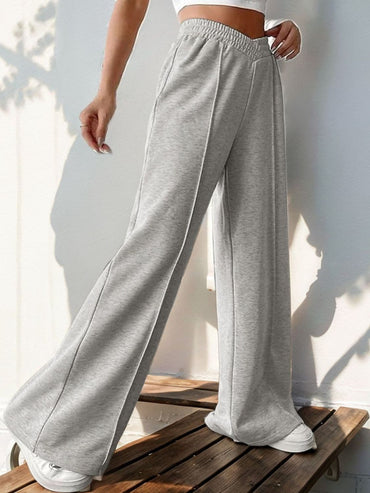 Elastic Waist Wide Leg Pants.