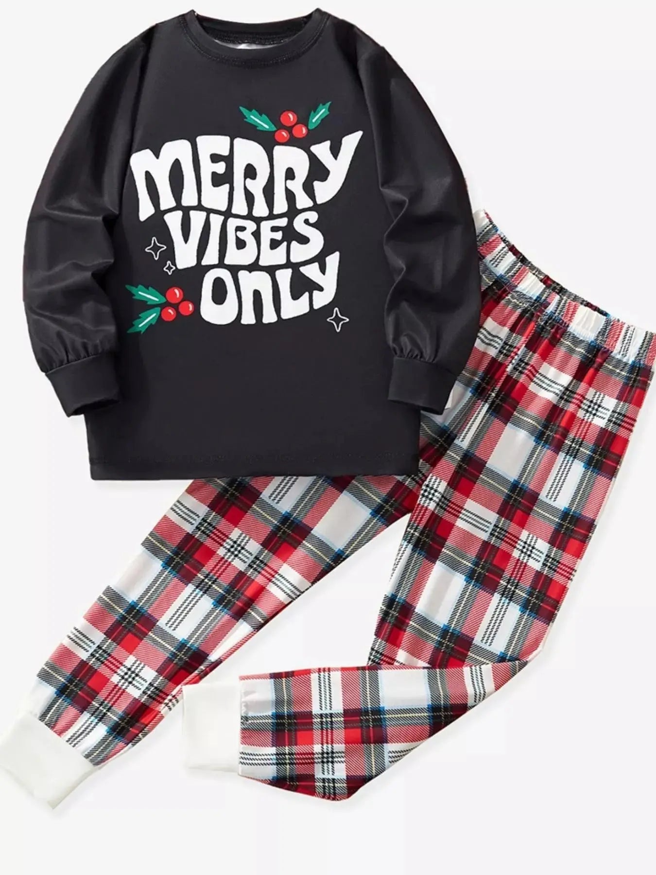 Merry Vibes Only Christmas Pajama Set For Kids Two Piece Simply Love