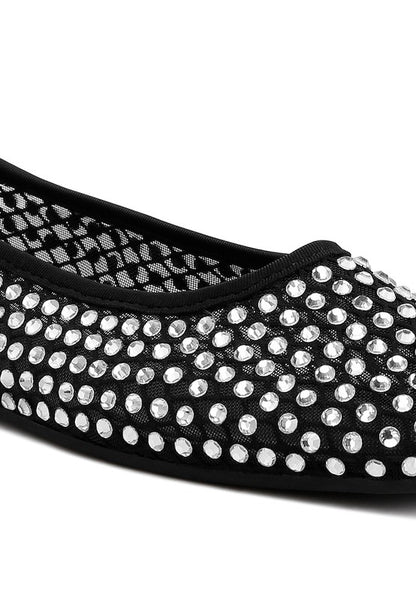 Rhinestone mesh ballerinas for chic comfort