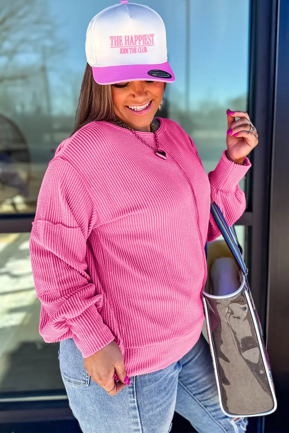 Bonbon Spiral Ribbed Exposed Seam Top Plus Size Long Sleeve Dear-Lover Dropshipping