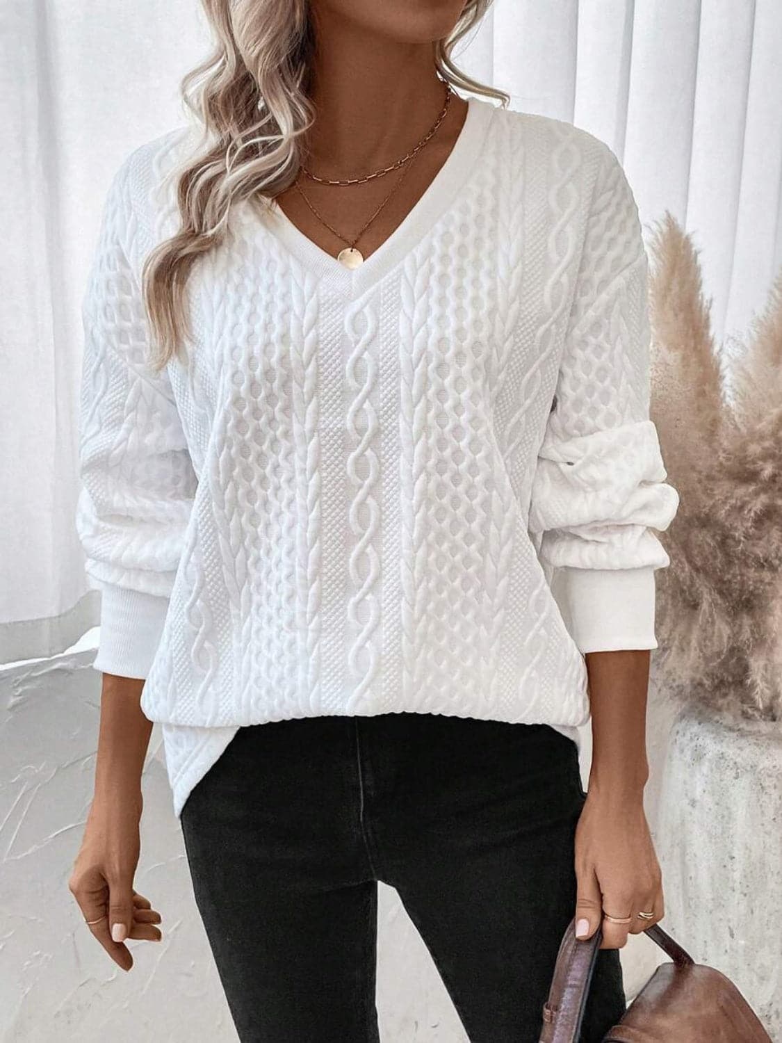 V-Neck Long Sleeve Sweatshirt.