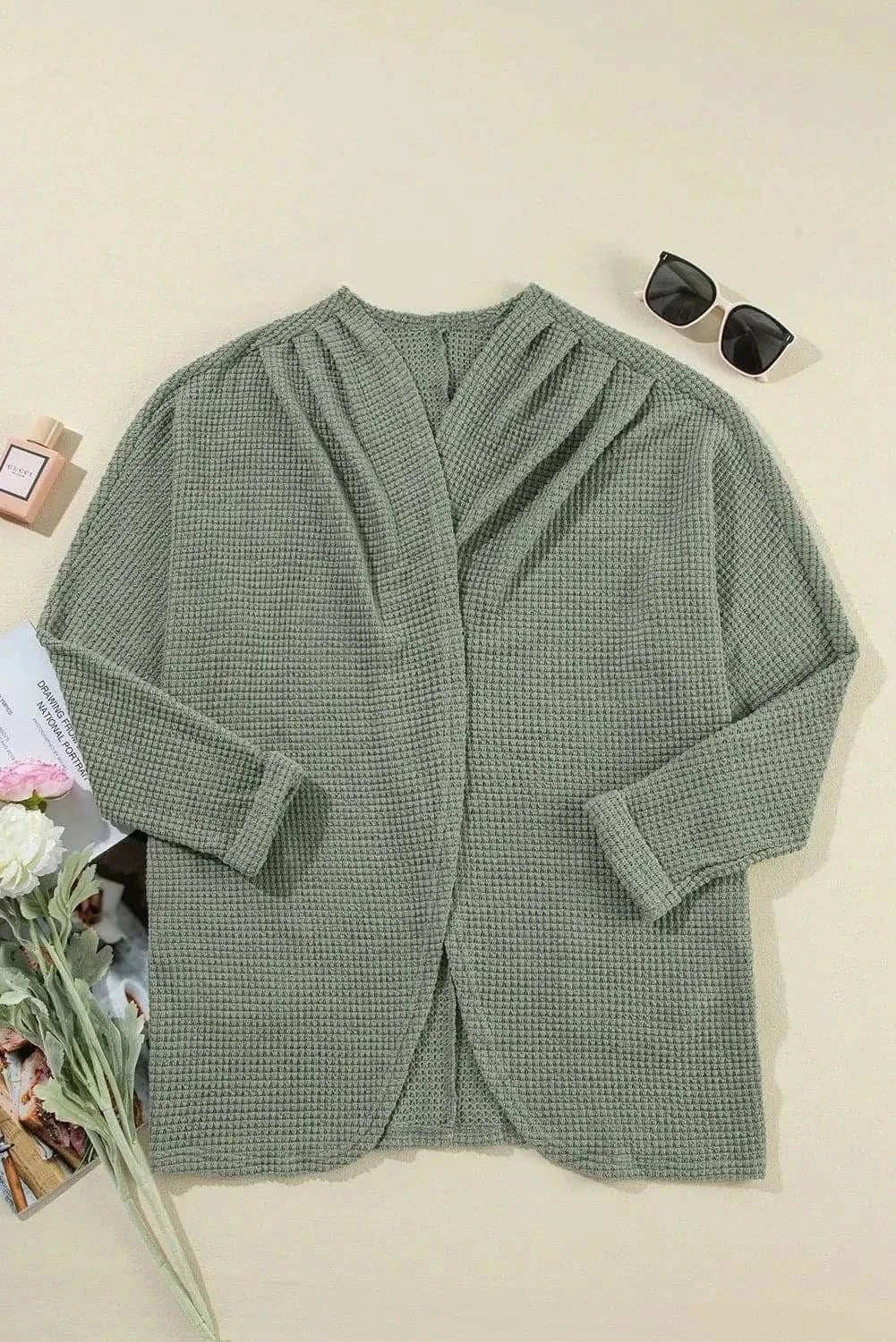 Cozy open-front cardigan with pockets - Love Salve 