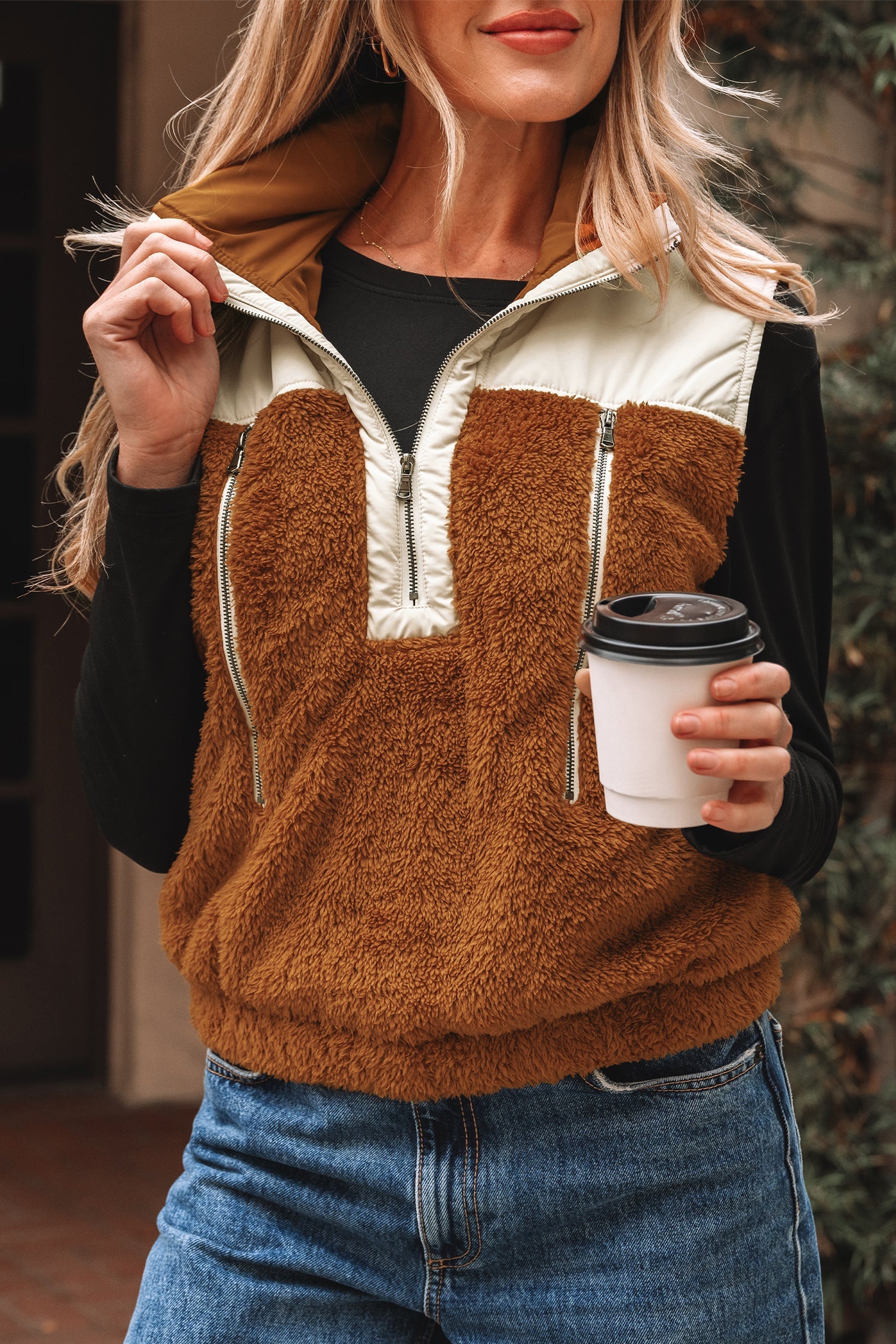 Dear-Lover Color Block Vest Women's Winter Layering Fleece Vest Warm & Cozy Dear-Lover Dropshipping