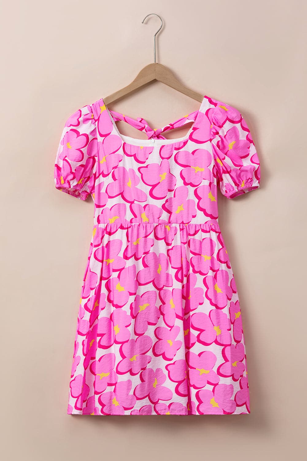 Printed Square Neck Short Sleeve Dress.