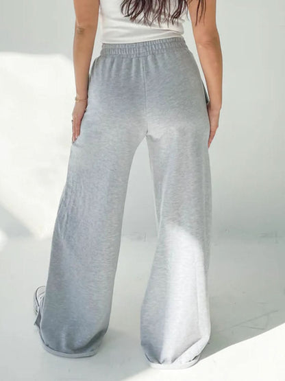 Wide Leg Pants with Elastic Waist and Pockets