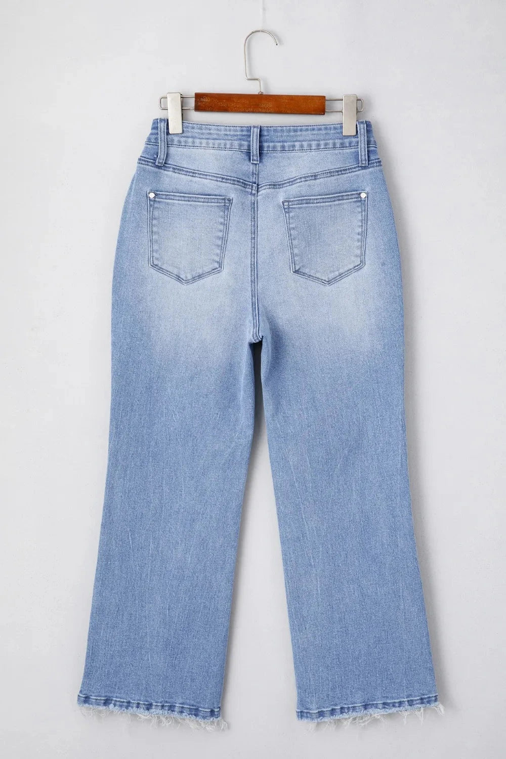 Mineral Wash Raw Hem High Waist Flared Jeans Simply Love