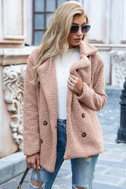 Full Size Lapel Collar Sherpa Coat.