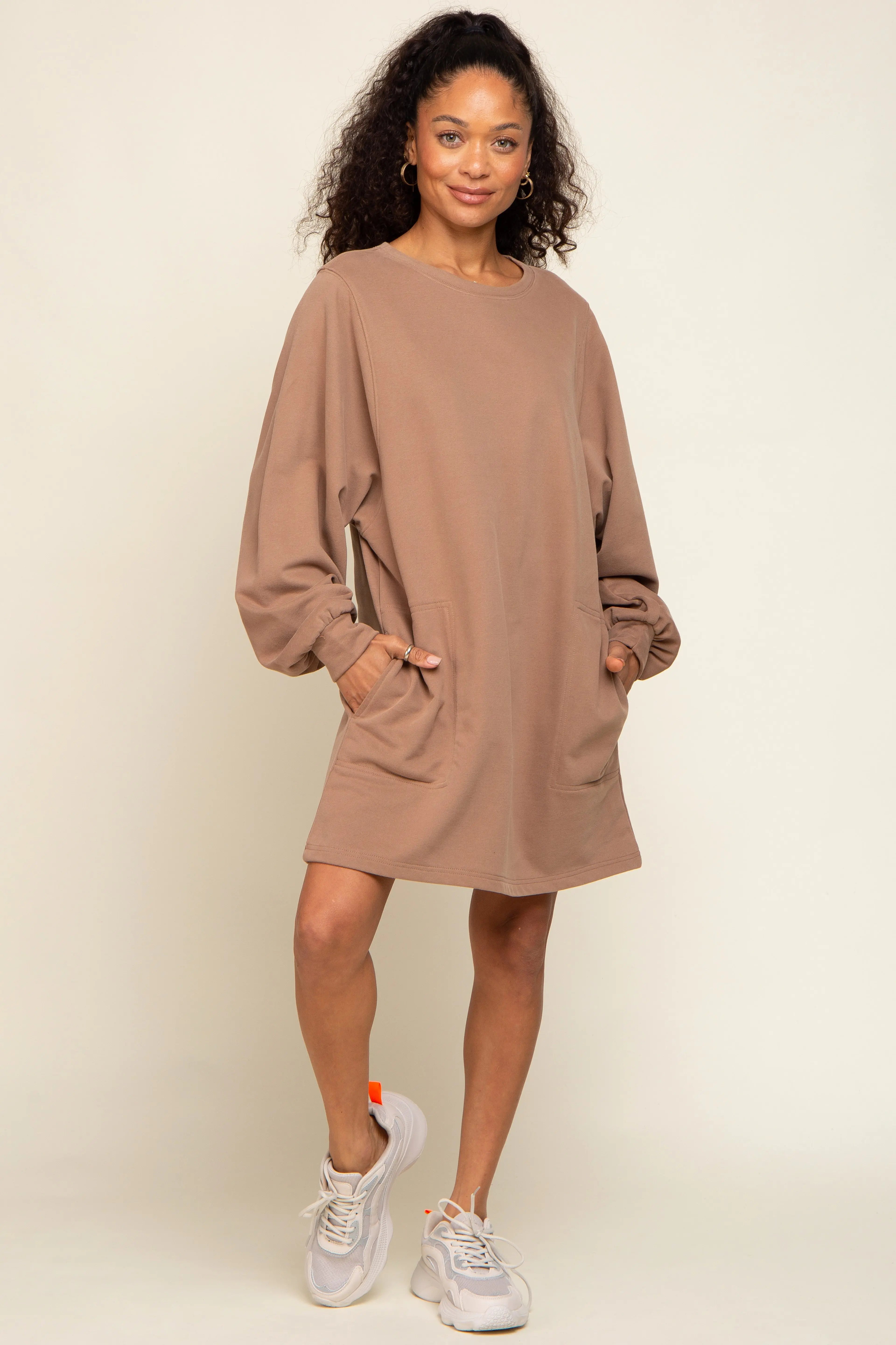 Mocha Ultra Soft Sweatshirt Dress PinkBlush