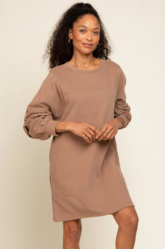 Mocha Ultra Soft Sweatshirt Dress PinkBlush