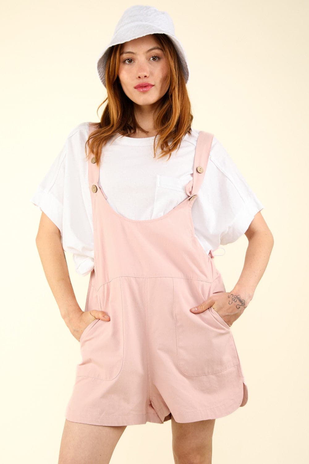 VERY J Adjustable Waist Suspender Overalls with Pockets.