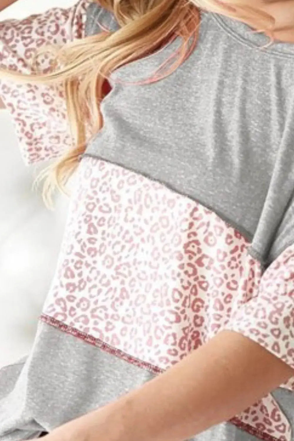 BiBi Triblend Knit with Leopard Block Out Stitching - Love Salve 