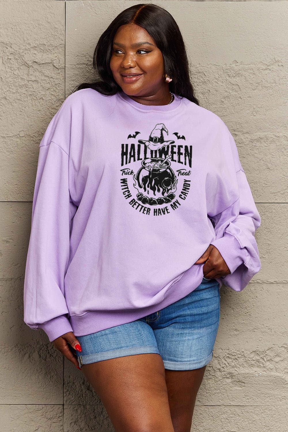 Simply Love Full Size Graphic Round Neck Sweatshirt.