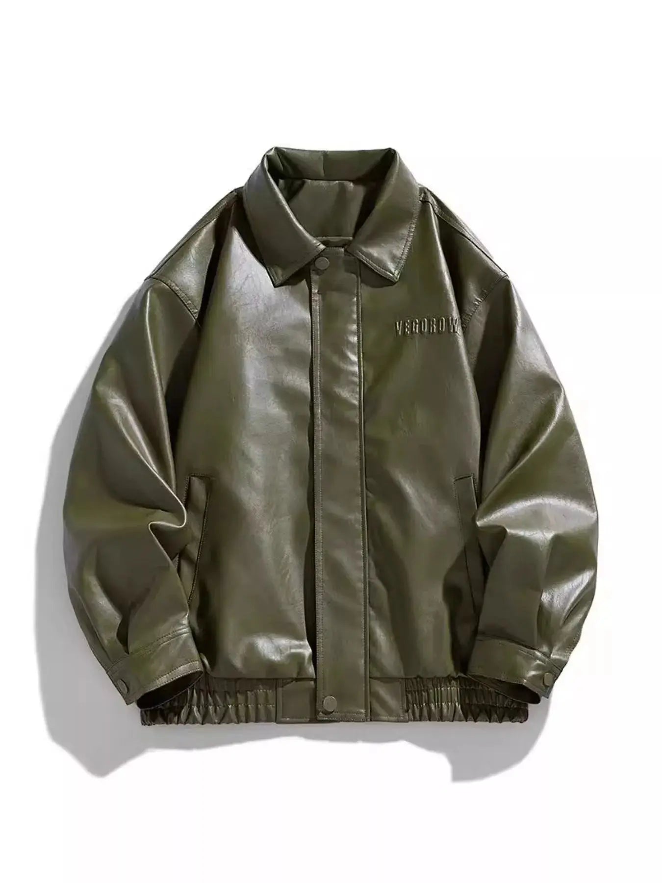 Men's Plus Size Collared Neck Leather Jacket Simply Love