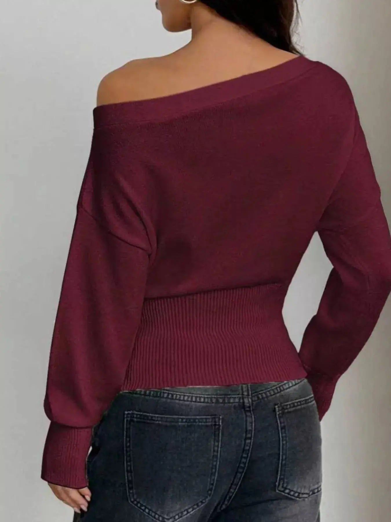 One Shoulder Cropped Sweater Simply Love