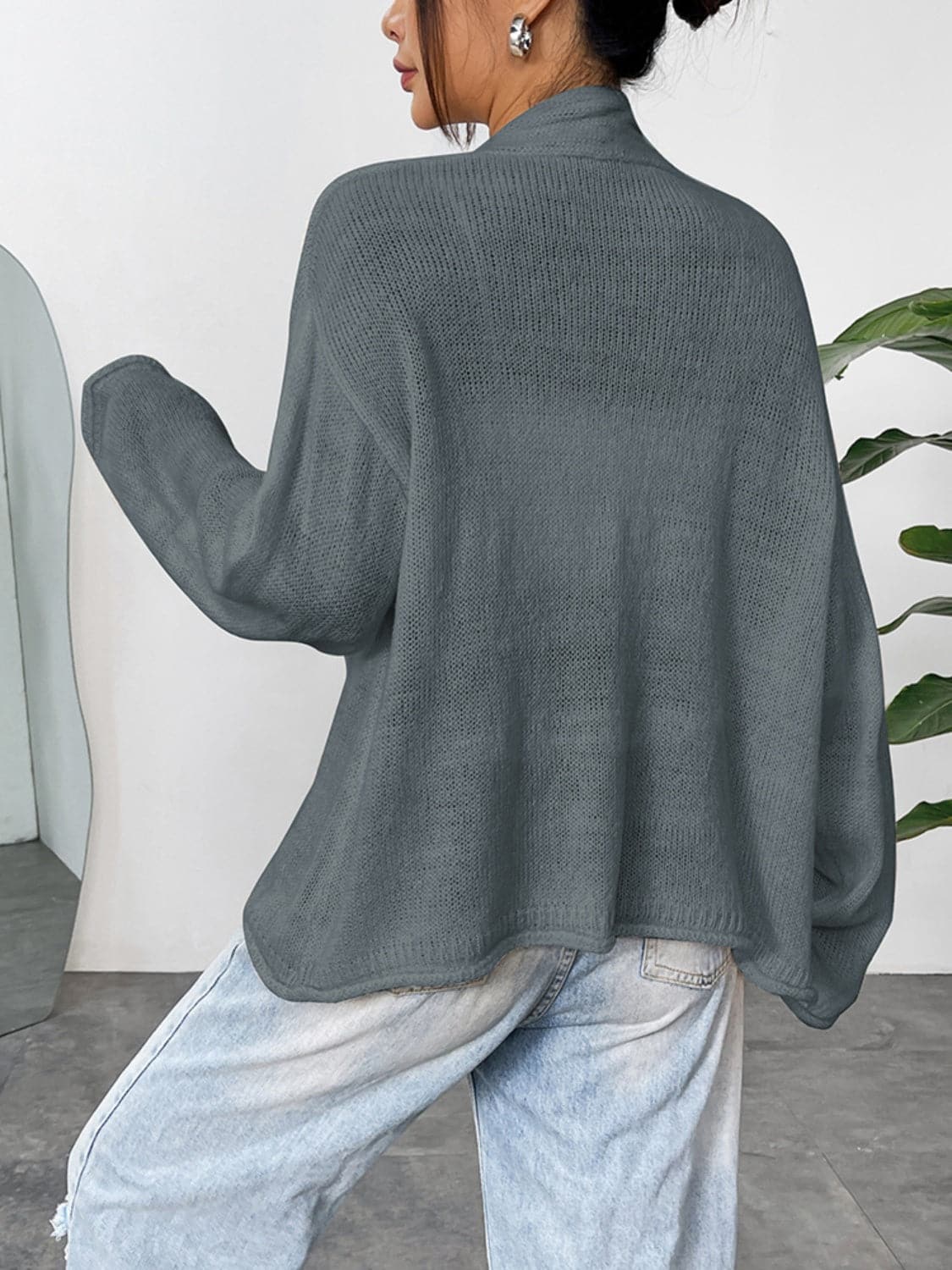 Open Front Dropped Shoulder Cardigan.