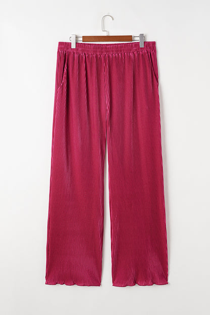 Cozy rose red plus size ribbed pajama set with long sleeves and pants