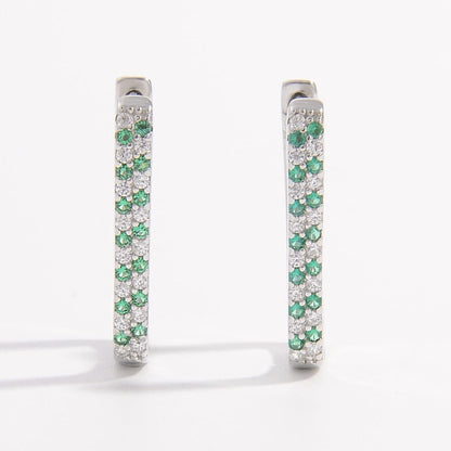 925 Sterling Silver Inlaid Zircon Earrings.