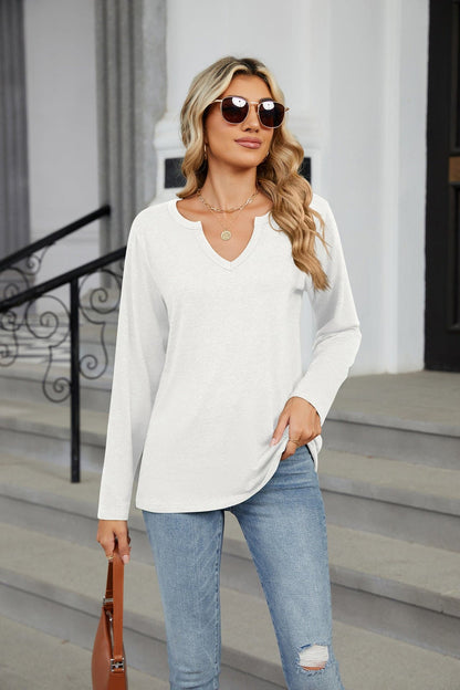 Notched Long Sleeve T-Shirt.