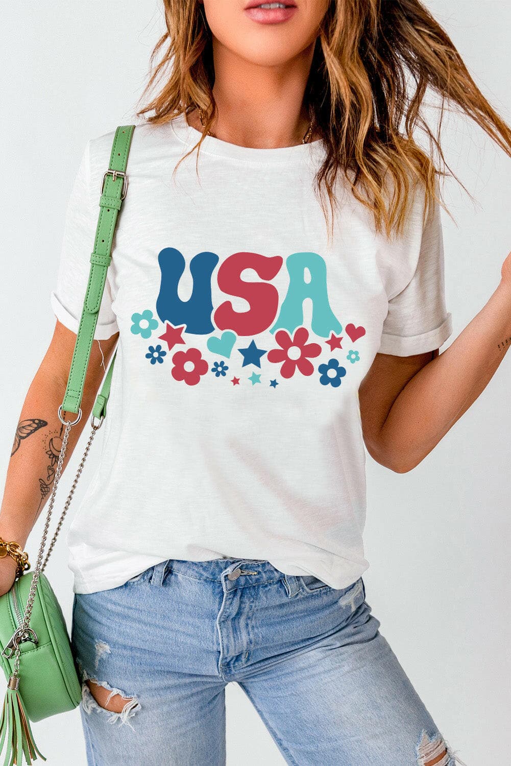 USA Round Neck Short Sleeve T-Shirt.