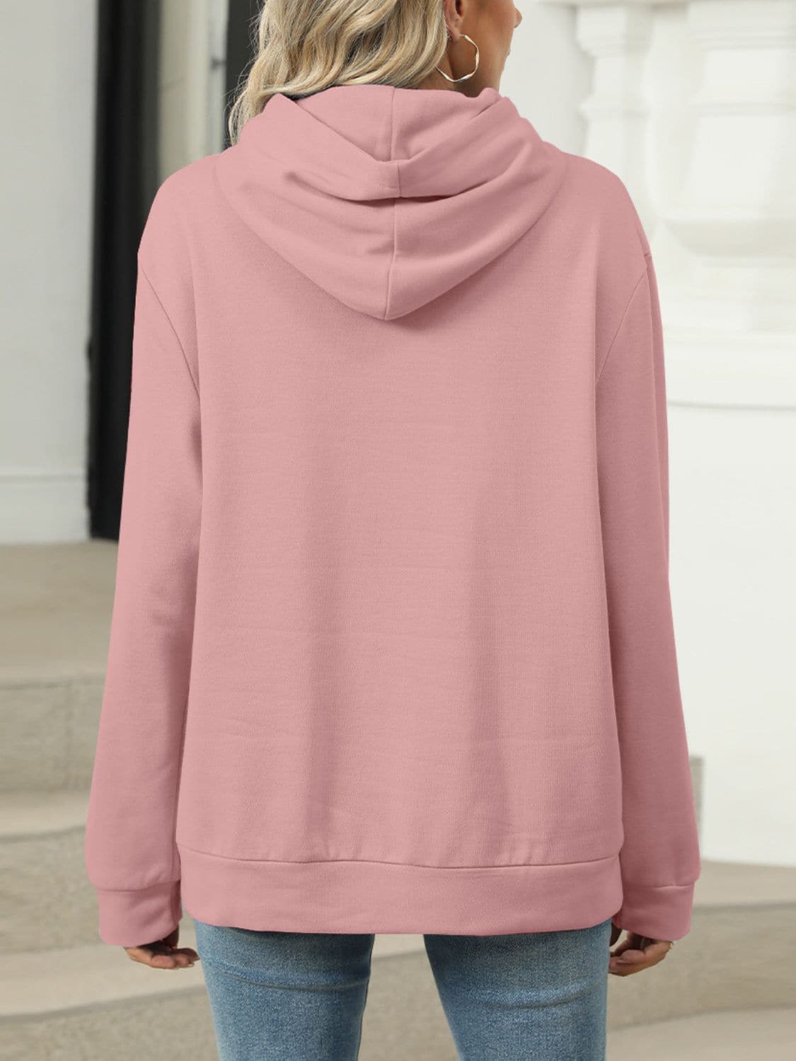 Sheer pocketed long sleeve hoodie with a cozy fit