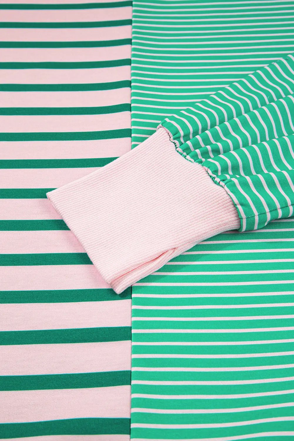 Green Stripe Color Block Exposed Seam Plus Size Sweatshirt Dear-Lover Dropshipping