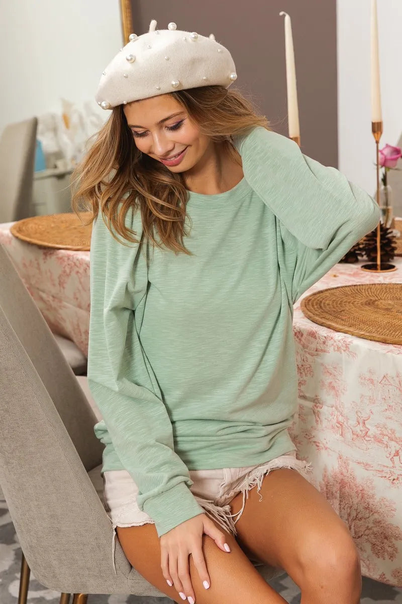 BiBi Slub Terry Puff Shoulder Sweatshirt - Love Salve 