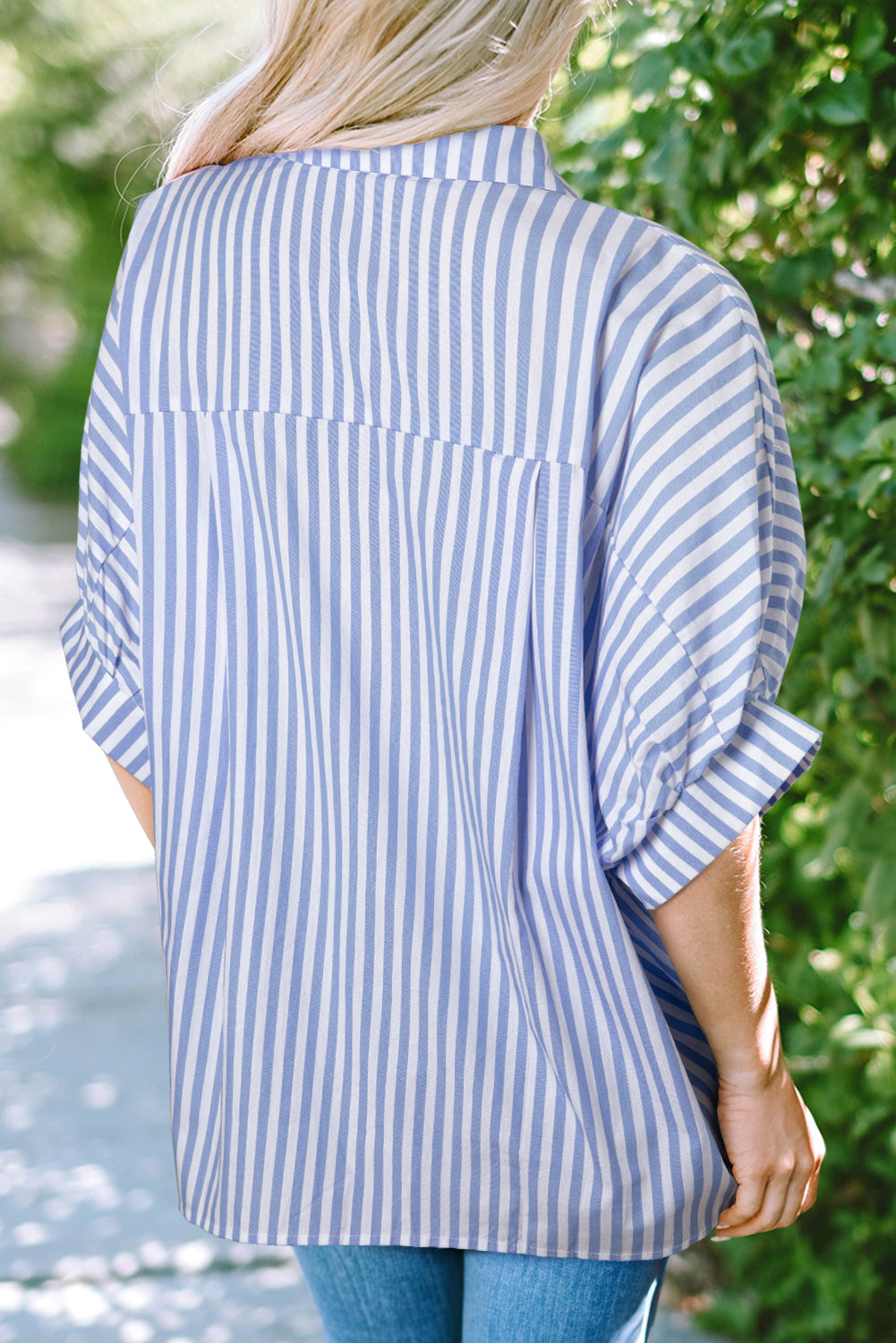 Sky blue oversized dolman shirt