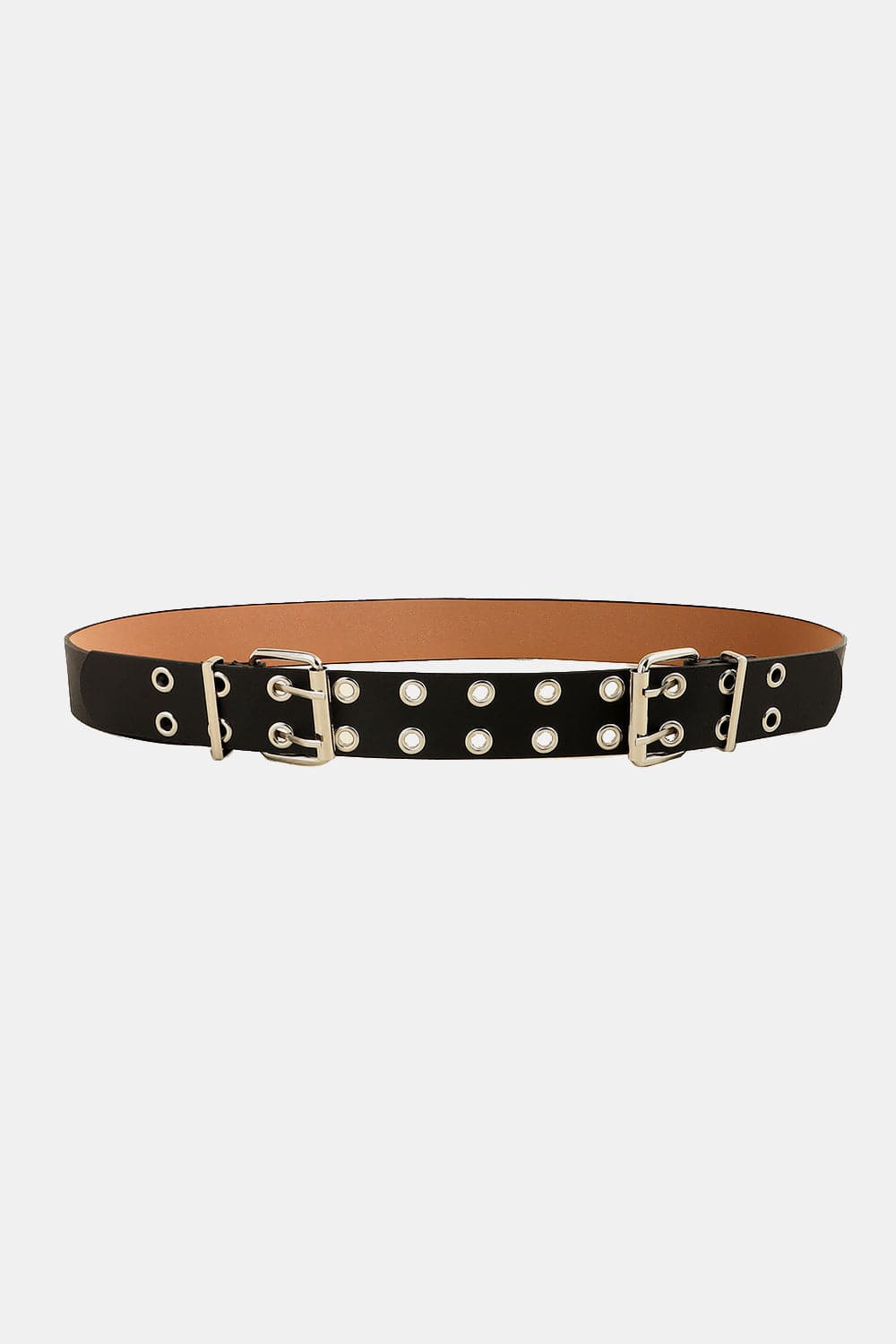 PU Leather Two Row Eyelet Belt.