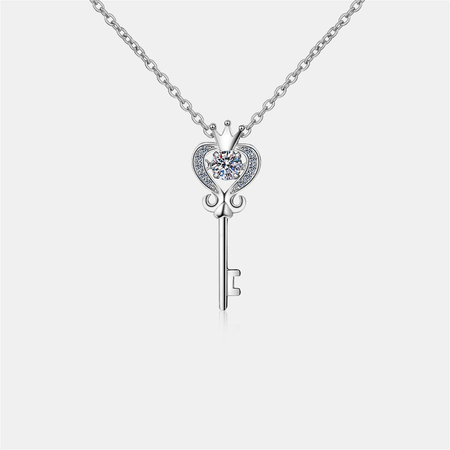 Key Shape Moissanite 925 Sterling Silver Necklace.