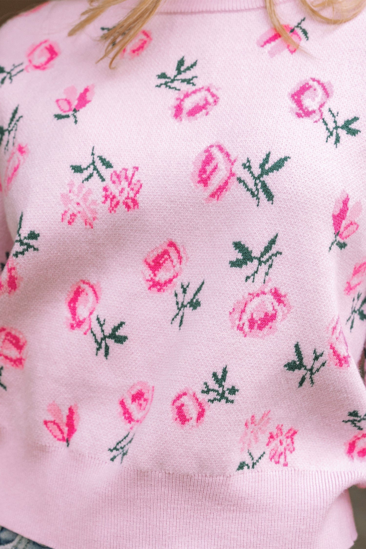 Dear-Lover Floral Print Sweater Women's Fall Fashion Cropped Sweater Soft Knit, Trendy Dear-Lover Dropshipping