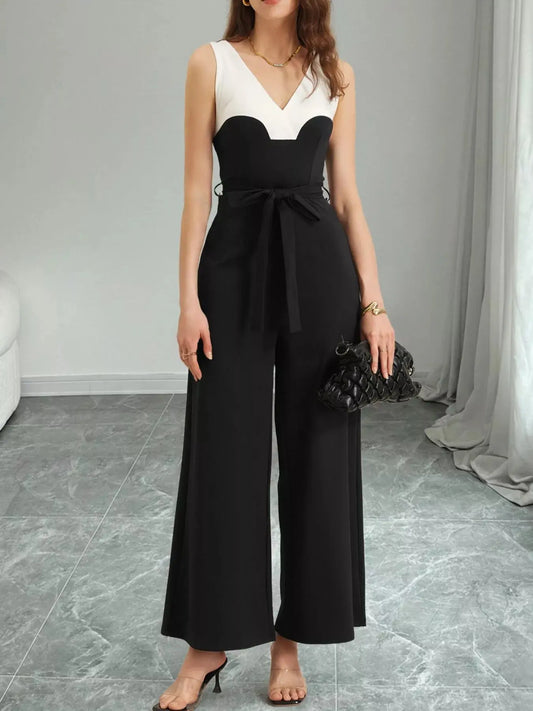 Color Block Wide Leg Jumpsuit Simply Love