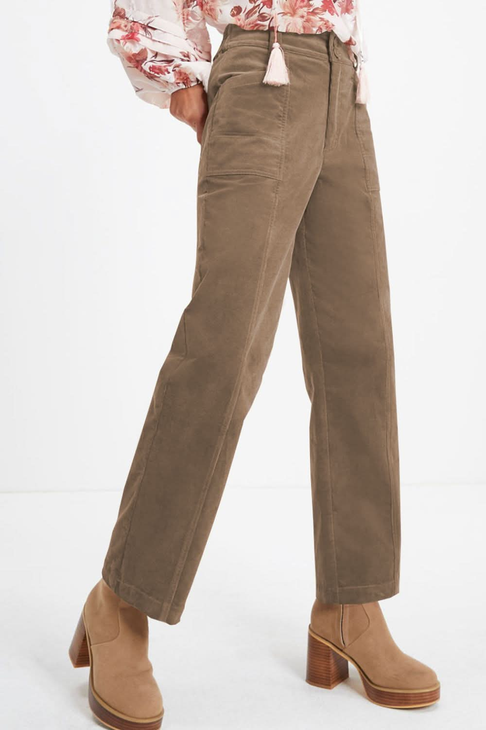 Comfort Fit Straight Leg Trousers with Elastic Waist