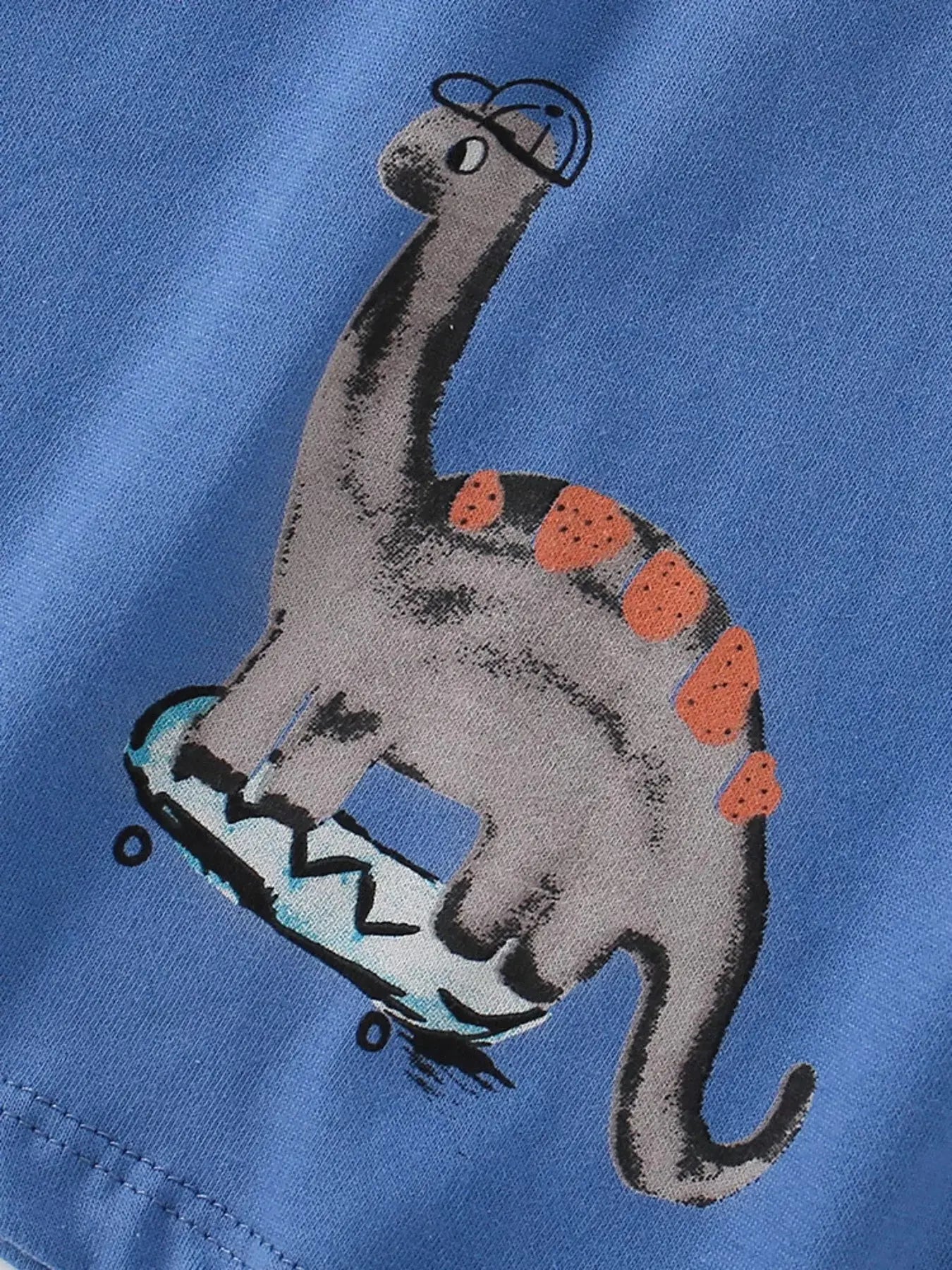 Children's Dinosaur Skateboard Print Crew Neck Short Sleeve T-Shirt Simply Love