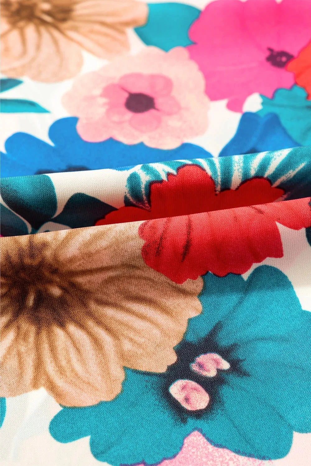 Floral Mock Neck Striped Cap Sleeve Blouse Simply Love