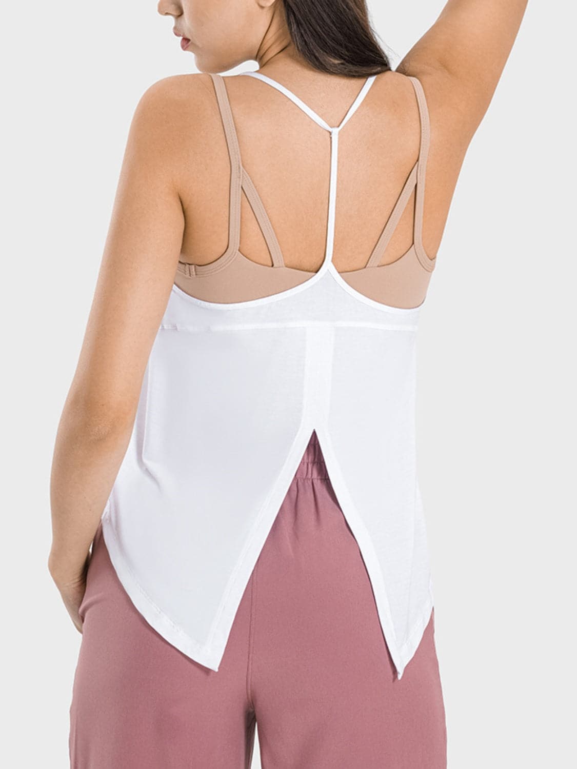 Slit Spaghetti Strap Scoop Neck Active Cami.