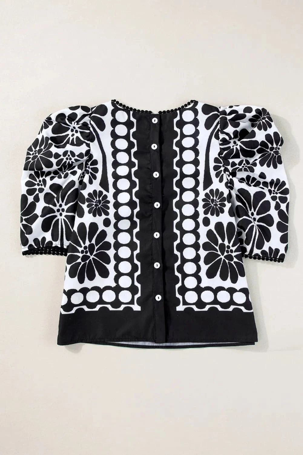 Printed Round Neck Half Sleeve Blouse.