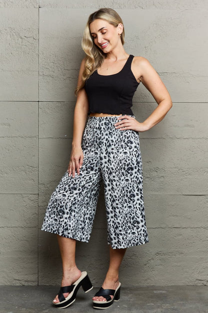 Ninexis Leopard High Waist Flowy Wide Leg Pants with Pockets.