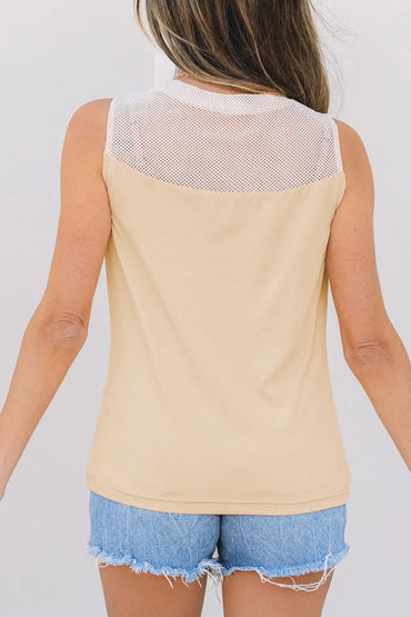 Simply Love: Mesh Tank Top - Stylish Patchwork