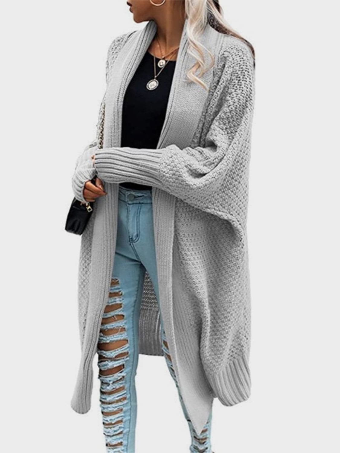 Open Front Long Sleeve Cardigan.