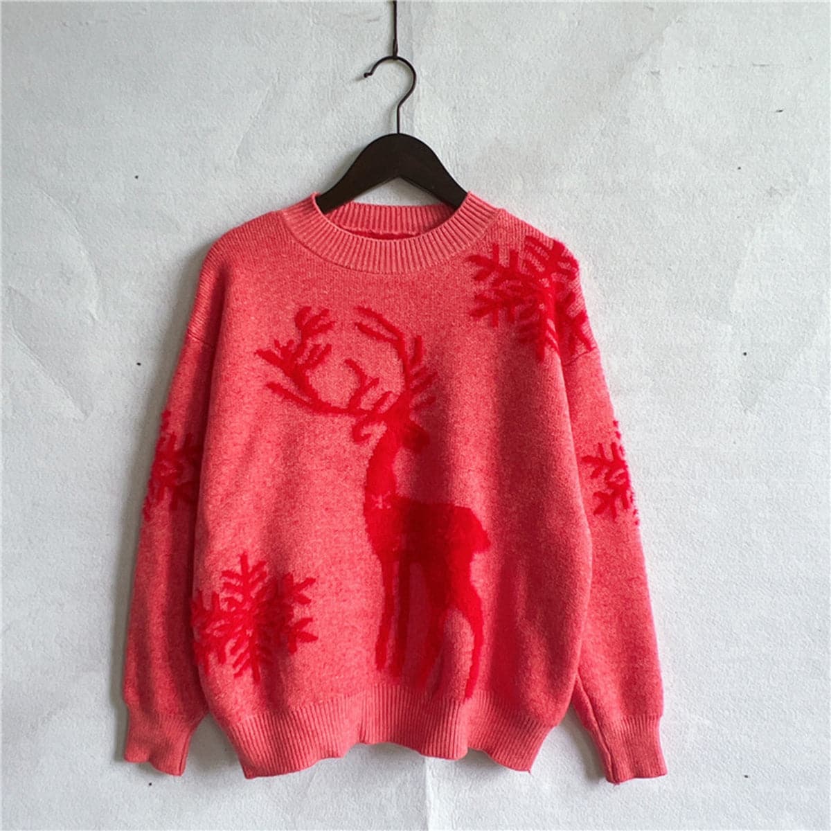 Reindeer and Snowflake Pattern Sweater.